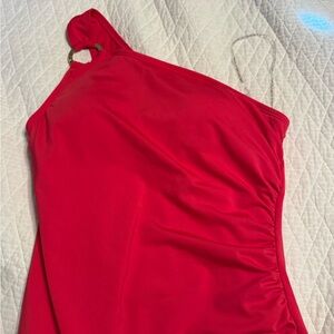 Michael Kors Vibrant Sea Coral One-Shoulder One Piece